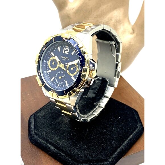 Timex Men's Watch TW2T50700 Quartz Blue Dial Two Tone Stainless Steel 44mm - Picture 2 of 13